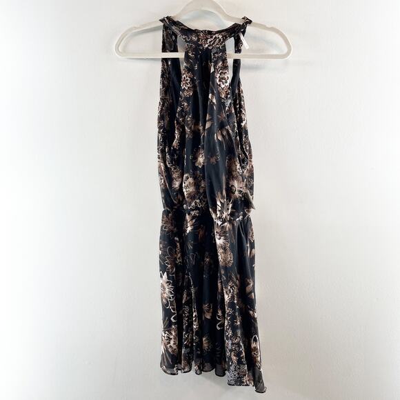 Free People Katerina Halter Tie Sleeveless Floral Mini Dress Black Small - Picture 6 of 12